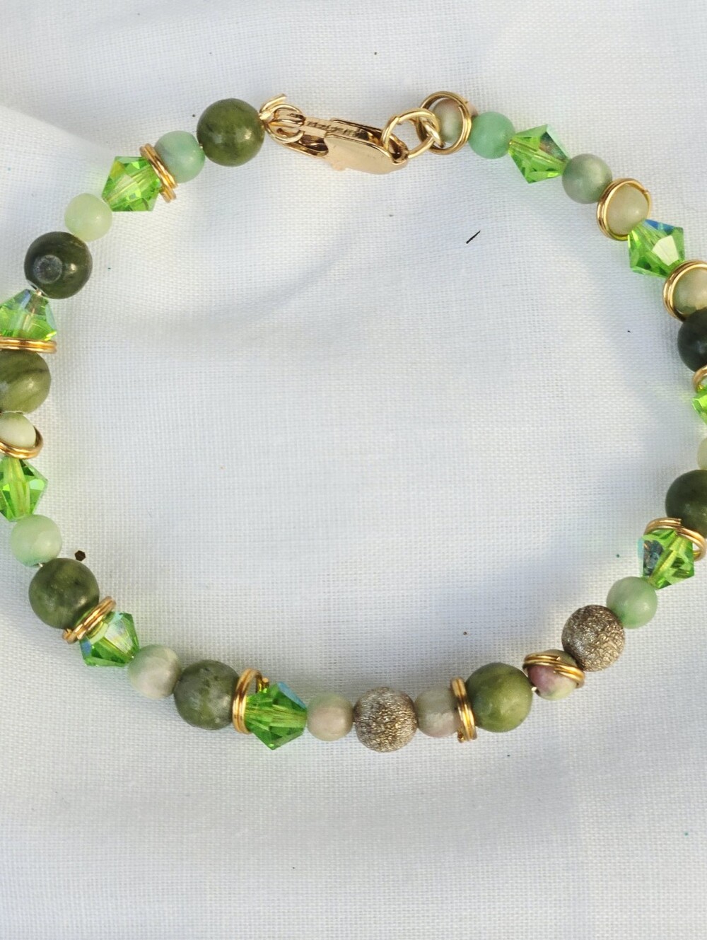 Peridot, Raw Emerald & Jade Bracelet | Abundance & Heart Healing Gemstone